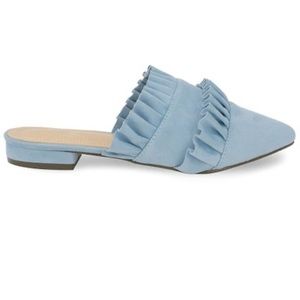 Chase and Chloe Ruffle Mules Baby Blue Size 7